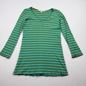 Victorias Secret Y2K  Women Shirt Small Green Striped V Neck Mall Coquette Girly